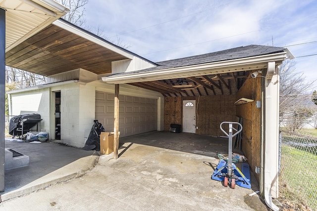 view of garage