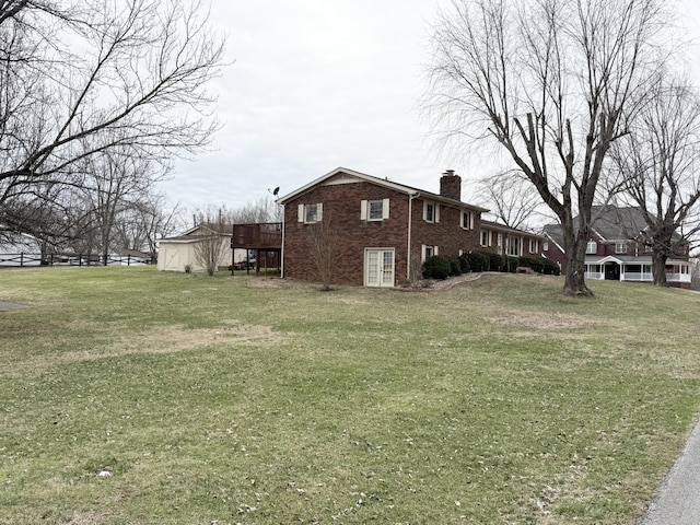 view of yard featuring a deck