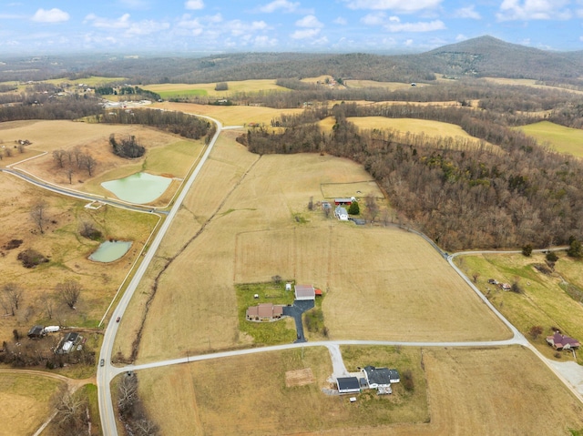 birds eye view of property with a rural view