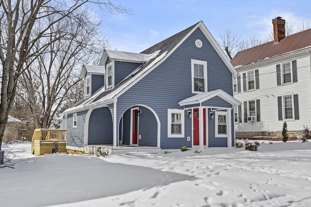 view of front of home featuring cooling unit