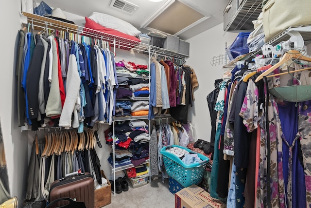 walk in closet featuring visible vents