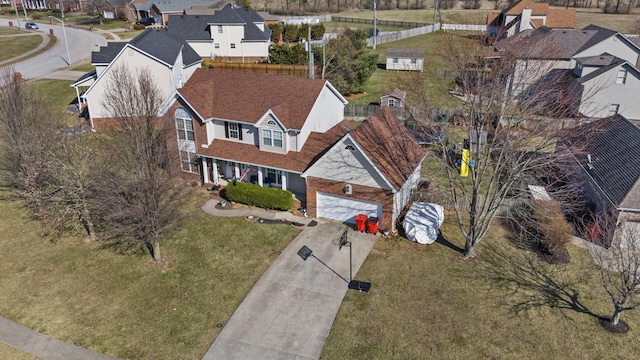 drone / aerial view with a residential view