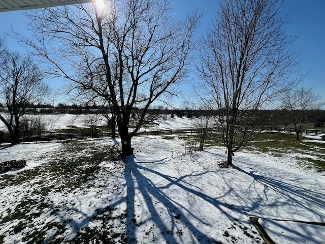 view of yard covered in snow