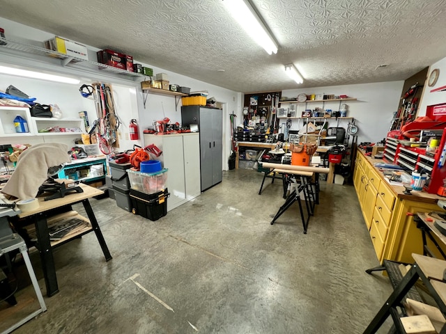 interior space featuring a workshop area