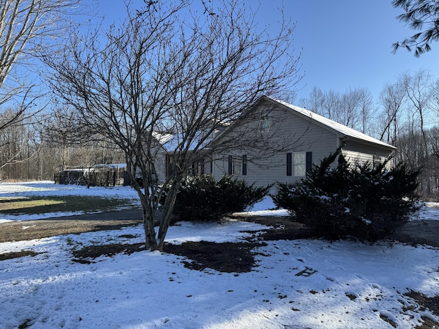 view of snow covered exterior