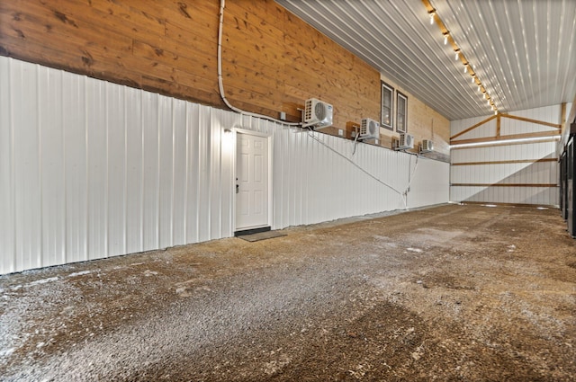 garage with metal wall