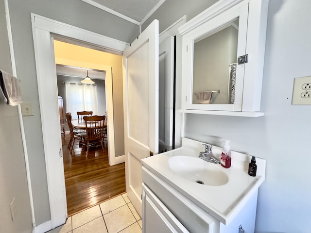 bathroom featuring vanity and tile patterned floors