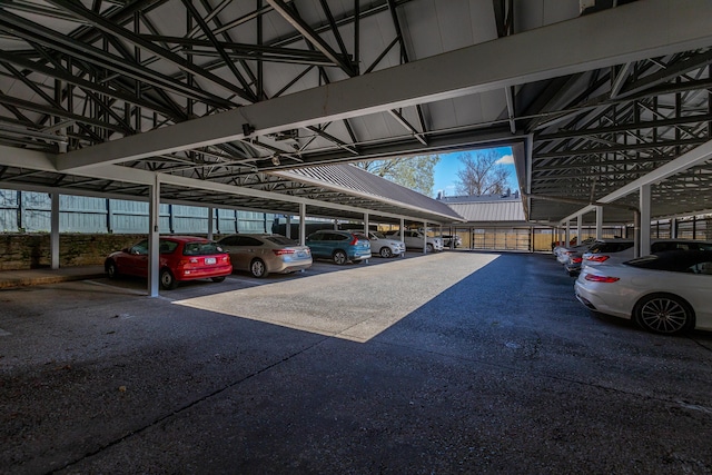 view of covered parking lot