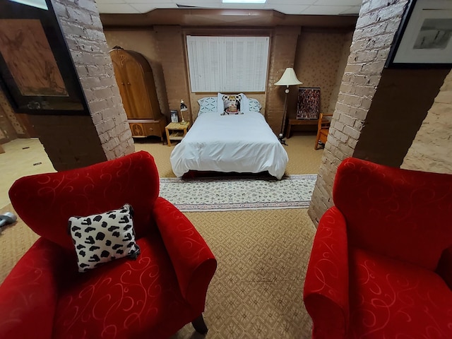 bedroom with a paneled ceiling