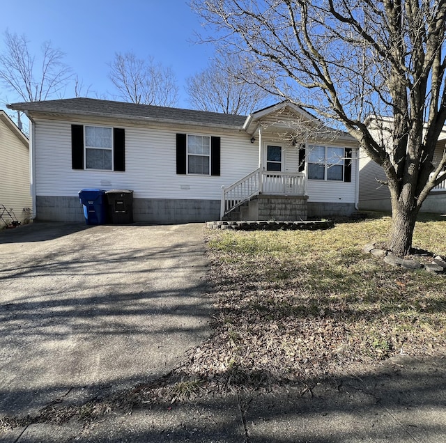 view of front facade featuring driveway