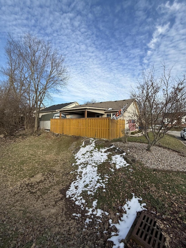 view of yard with a fenced front yard