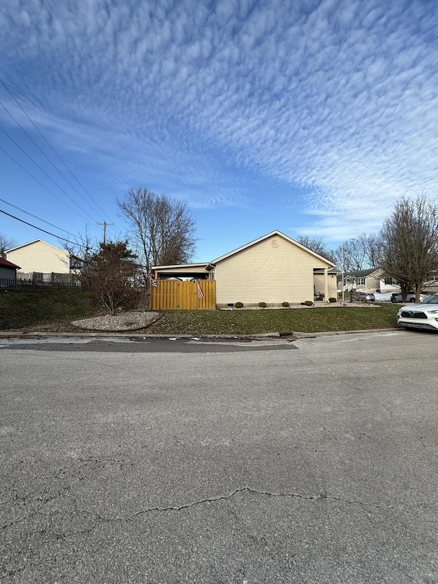 view of street featuring curbs