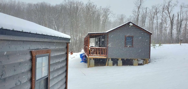 view of snow covered exterior