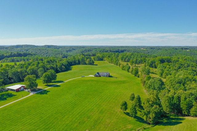 aerial view featuring a forest view