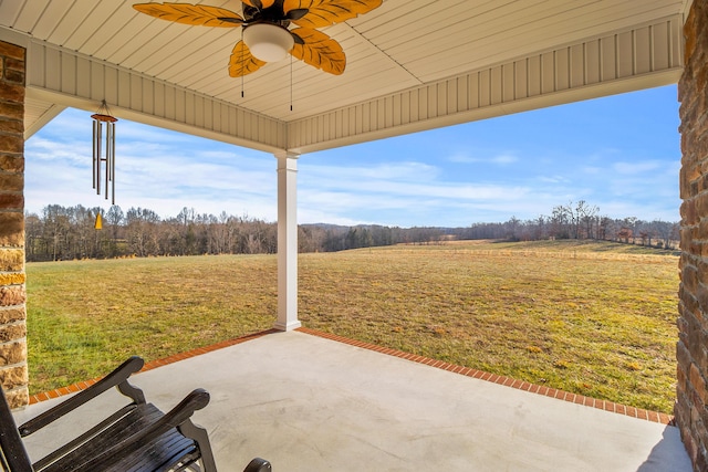 view of patio / terrace with a rural view