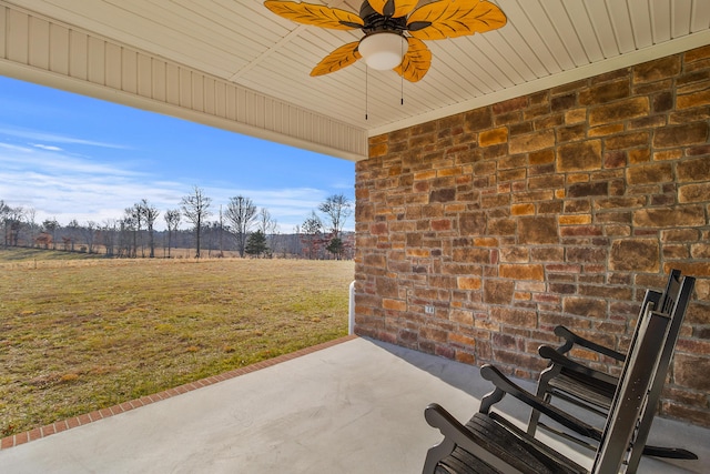 view of patio with a ceiling fan