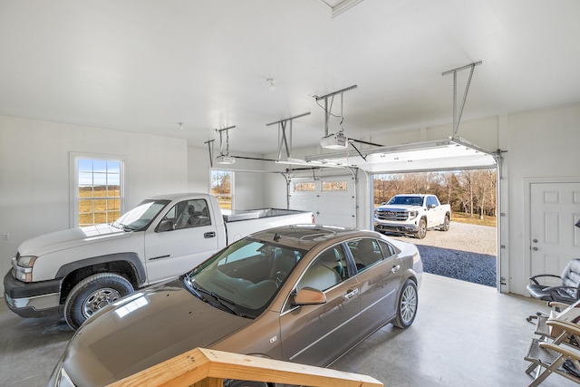 garage with a garage door opener