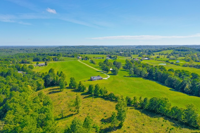 birds eye view of property featuring a rural view