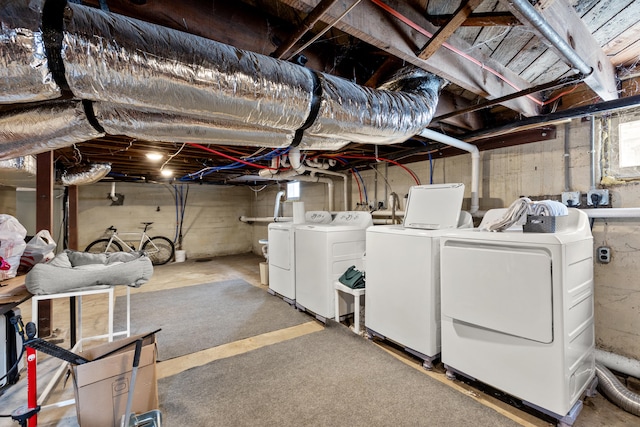 basement with washer and dryer