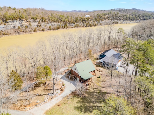 drone / aerial view with a forest view