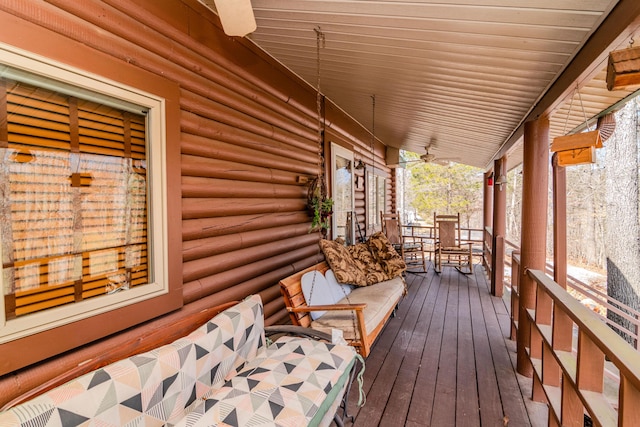 wooden deck with covered porch