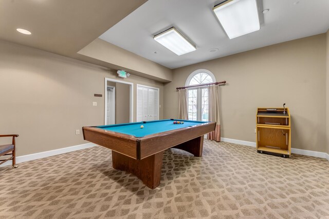 1649 Silver Pheasant Cir, Lexington, KY 40511 - playroom with light carpet, baseboards, pool table, and recessed lighting