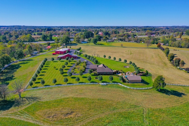 birds eye view of property featuring a rural view