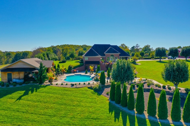 pool with a lawn