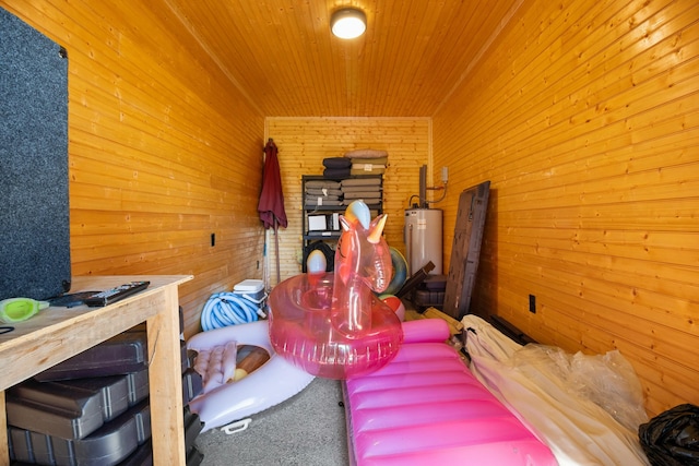 storage area with water heater