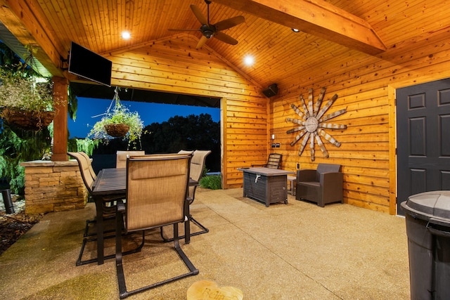 view of patio / terrace featuring ceiling fan and outdoor dining space