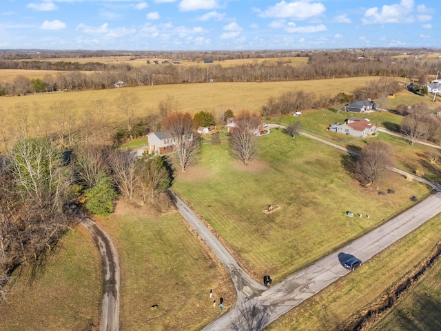 aerial view featuring a rural view