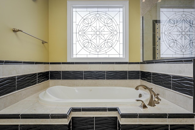 bathroom featuring a garden tub