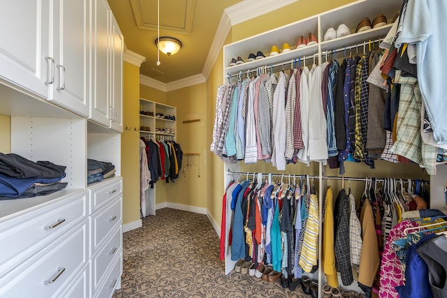 spacious closet with attic access