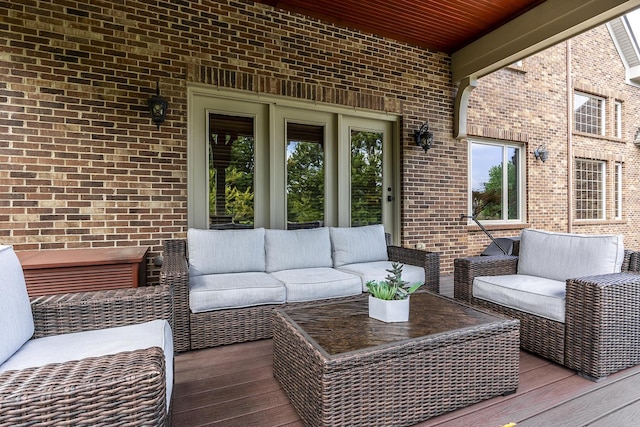 deck featuring an outdoor living space