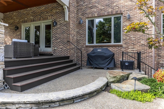 view of patio / terrace featuring a grill