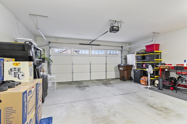 garage with a garage door opener