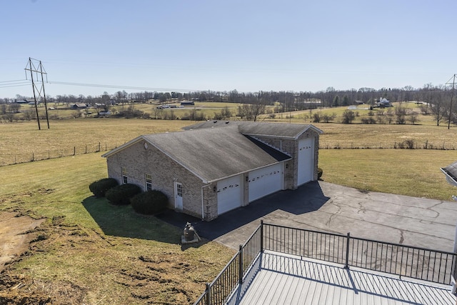 aerial view featuring a rural view