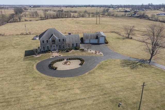 bird's eye view with a rural view