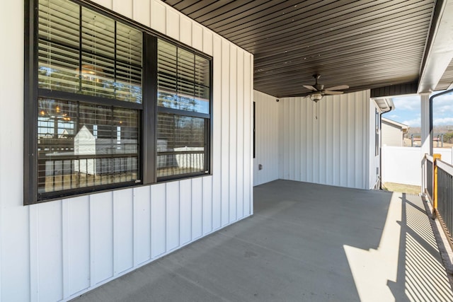 view of patio / terrace featuring ceiling fan