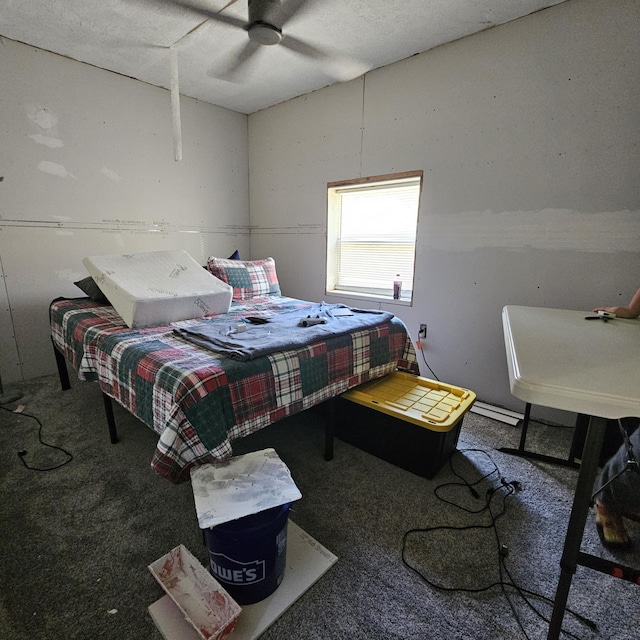 bedroom with carpet and a ceiling fan