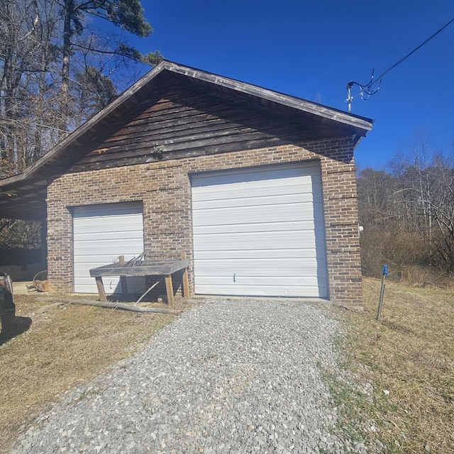 view of detached garage