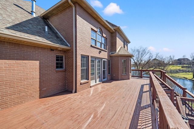 deck with a water view