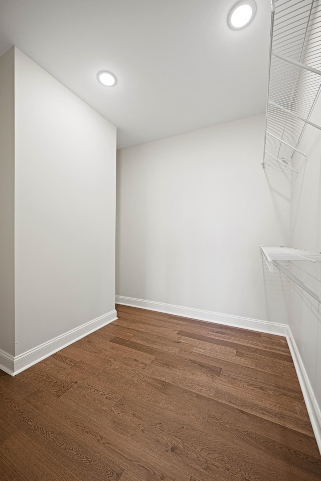 spacious closet featuring dark wood finished floors