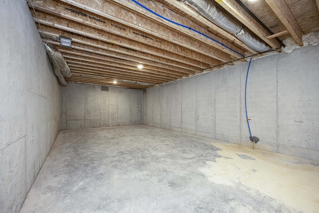 view of unfinished basement