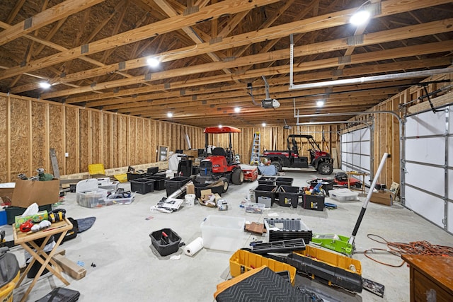 garage with a garage door opener