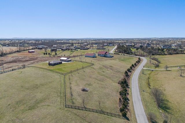 aerial view featuring a rural view