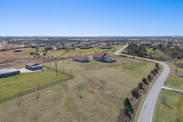 drone / aerial view with a rural view