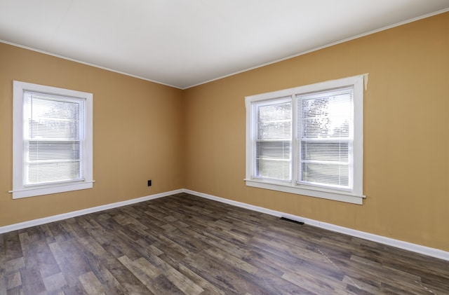 spare room with crown molding and plenty of natural light