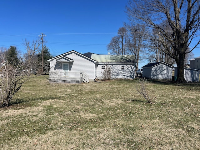 view of yard with a deck