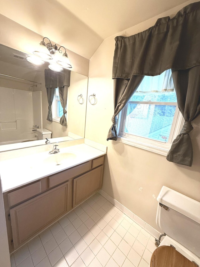 10509 Bay Pointe Ct, Louisville, KY 40241 - bathroom featuring tile patterned flooring, vaulted ceiling, and vanity
